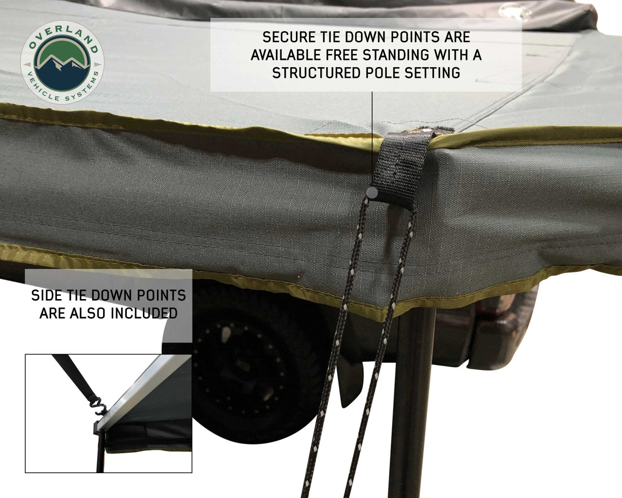 OVS Nomadic 270 LT Awning - Driver Side - Dark Gray 270 Degree Awning With Black Cover