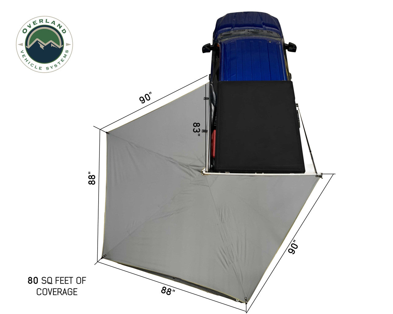 OVS Nomadic 270 LT Awning - Driver Side - Dark Gray 270 Degree Awning With Black Cover