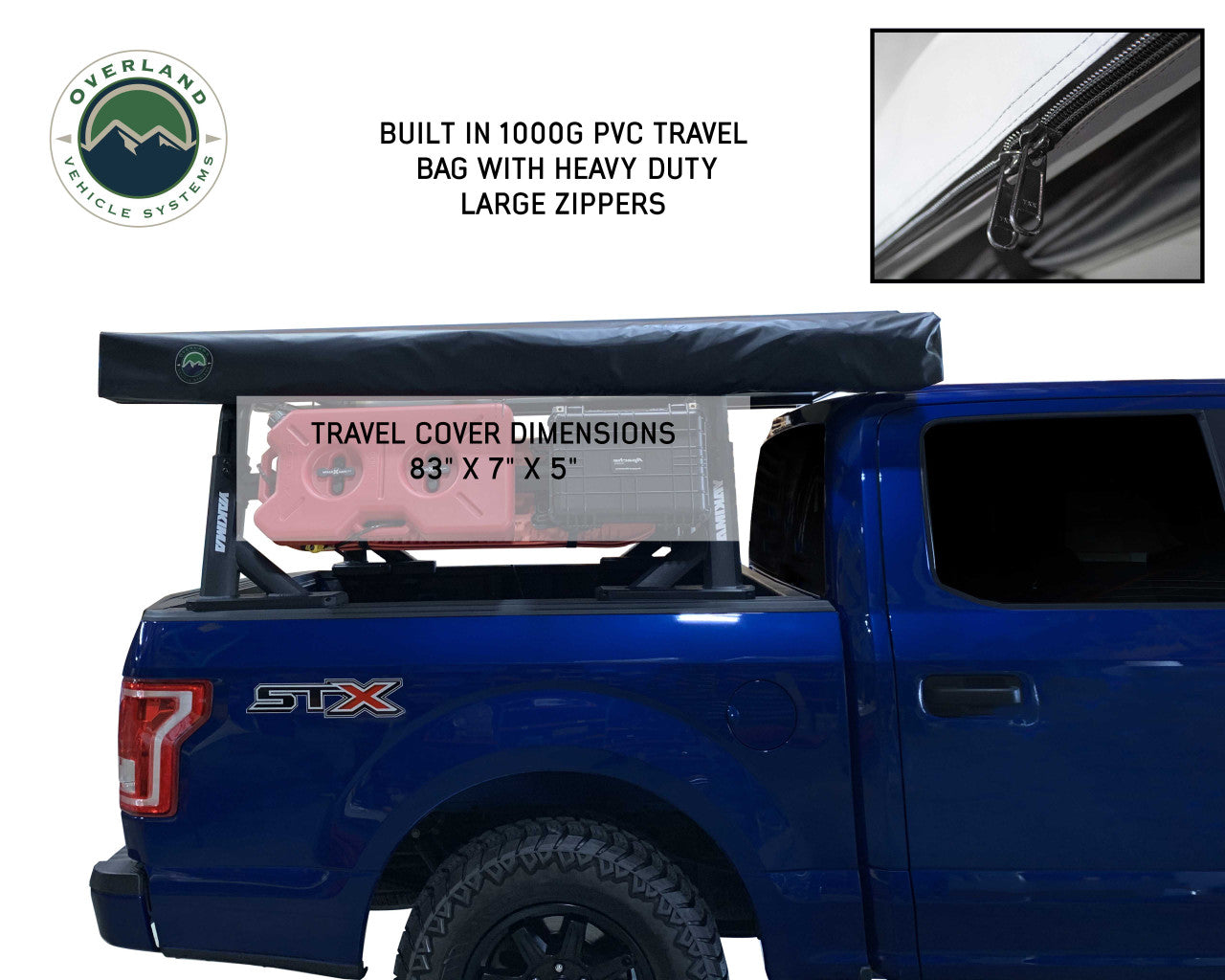 OVS Nomadic 270 LT Awning - Passenger Side 270 Degree Awning - Dark Gray With Black Travel Cover