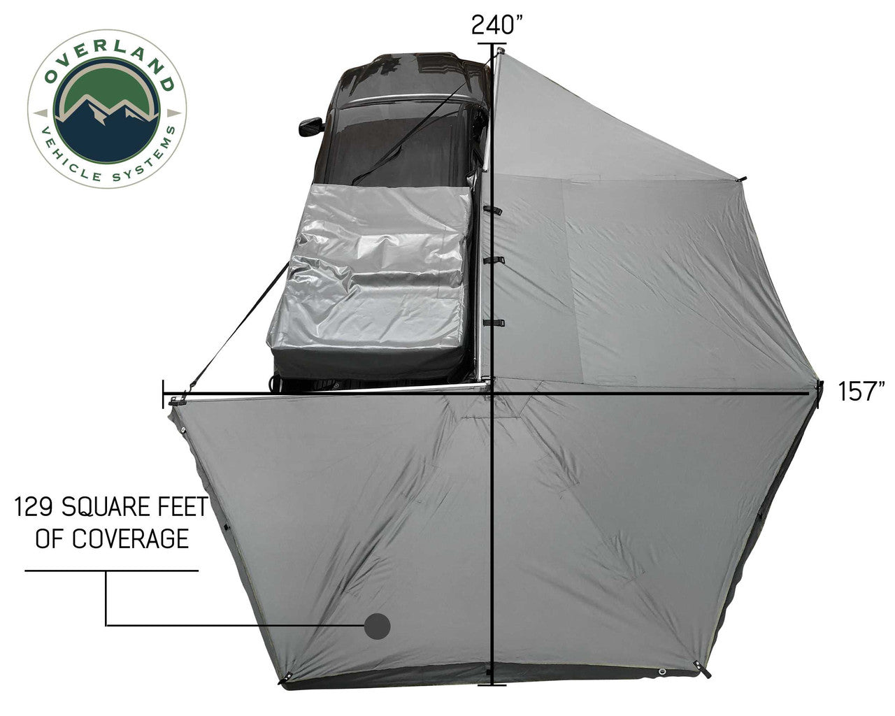 OVS Nomadic Awning 270 Degree - Passenger Side Dark Gray Awning With Black Cover