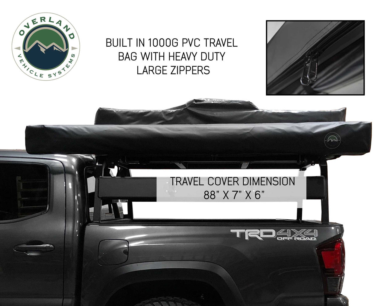 OVS Nomadic Awning 270 Degree - Passenger Side Dark Gray Awning With Black Cover