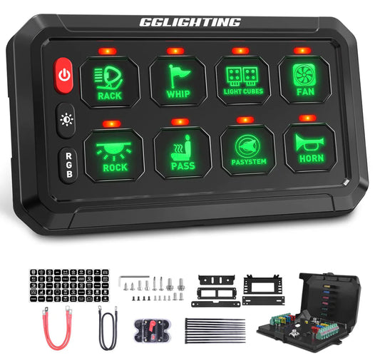 GG Lighting 8-Gang Switch Panel with RGB and Bluetooth App