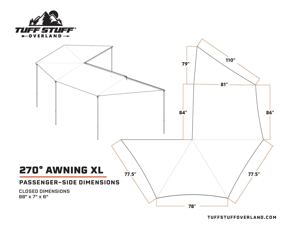 270 Degree Awning, XL, Passenger Side, Tuff Stuff Overland