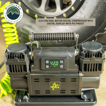 EGOI Portable Dual Motor 12.3 CFM Air Compressor System With Control Panel