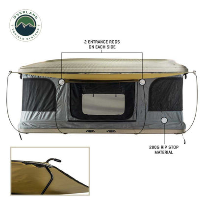 OVS HD Bundu Hard Shell Pop Up Roof Top Tent - Grey Body & Green Rainfly