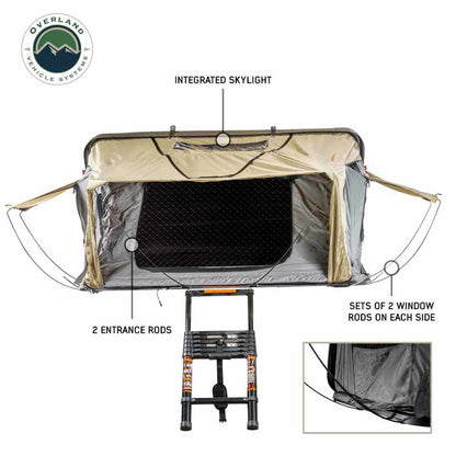 OVS HD Bundu Hard Shell Roof Top Tent-Grey Body & Green Rainfly
