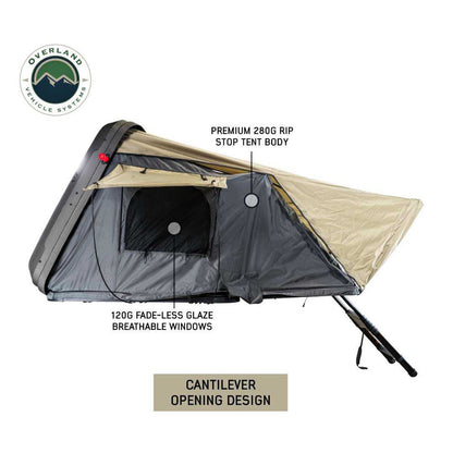 OVS HD Bundu Hard Shell Roof Top Tent-Grey Body & Green Rainfly