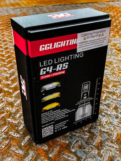 GG Lighting G4-RS 3 Color LED Headlight Bulbs White/Yellow/Amber