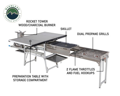 OVS Komodo Camp Kitchen - Dual Grill, Skillet, Rocket Tower, More - Stainless Steel