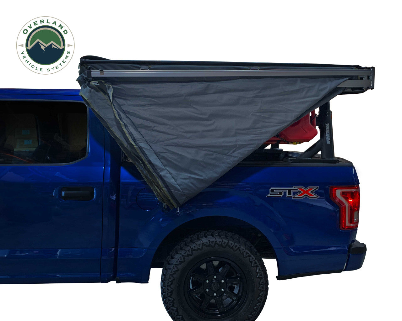 OVS Nomadic 270 LT Awning - Driver Side - Dark Gray 270 Degree Awning With Black Cover