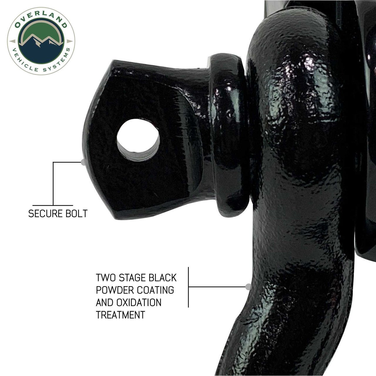 OVS Receiver Mount Recovery Shackle 3/4" 4.75 Ton Rated Black
