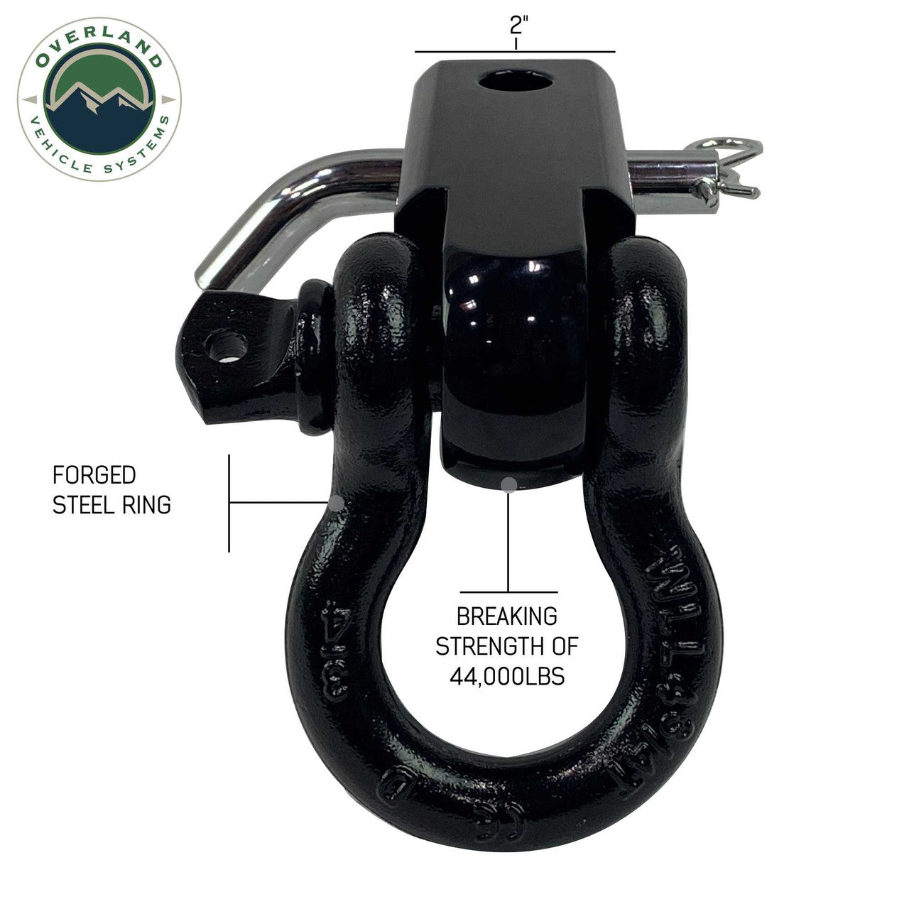 OVS Receiver Mount Recovery Shackle 3/4" 4.75 Ton Rated Black