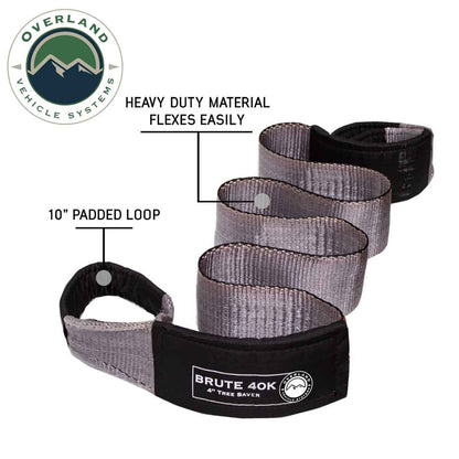 OVS Tree Saver Tow Strap 40,000 Lb. 4" X 8' Gray With Black Ends & Storage Bag
