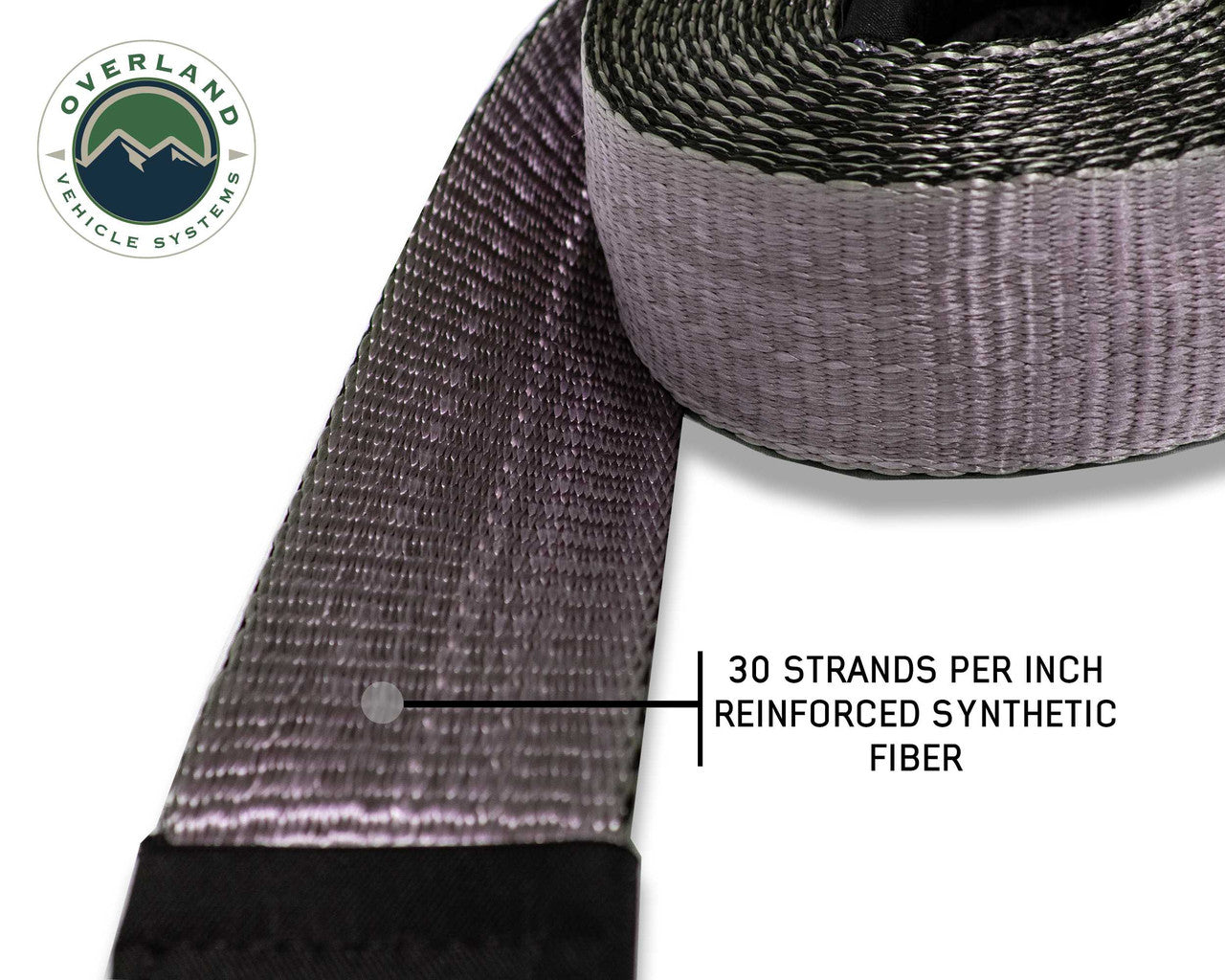 OVS Tow Strap 20,000 Lb. 2" X 30' Gray With Black Ends & Storage Bag
