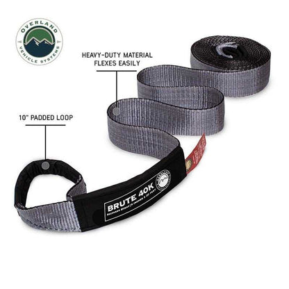 OVS Tow Strap 4" X 20' Gray With Black Ends & Storage Bag