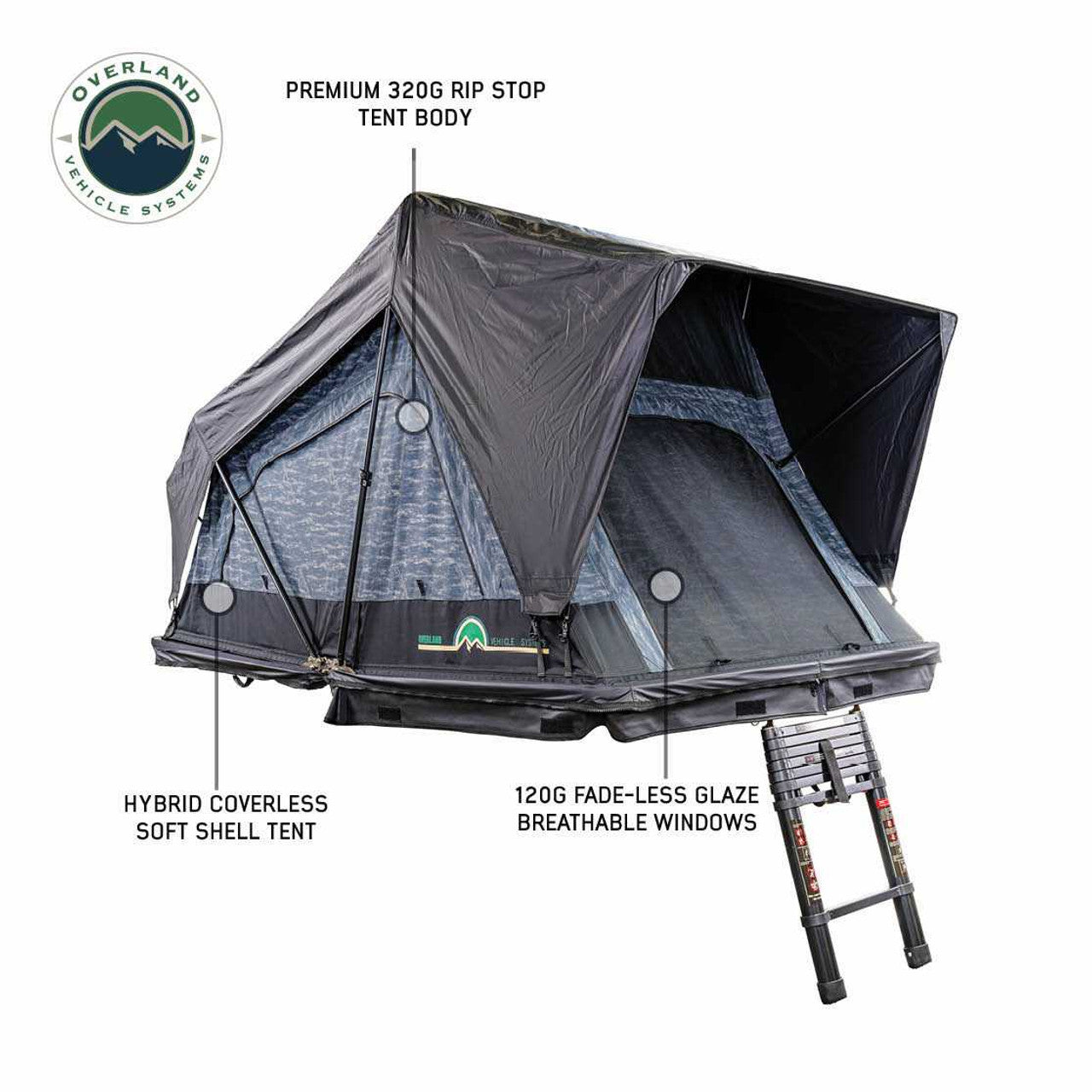 OVS XD Sherpa Soft Shell Roof Top Tent - Grey Body & Black Rainfly