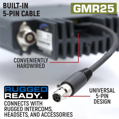 Rugged Radios GMR25 Waterproof GMRS Mobile Radio with Stealth Antenna