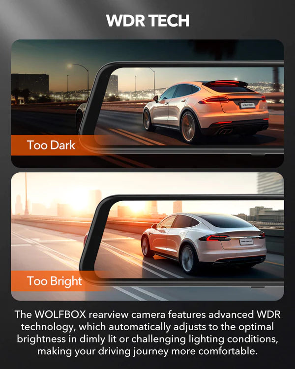 WOLFBOX G840H Wi-Fi Rear View Mirror Dash Cam
