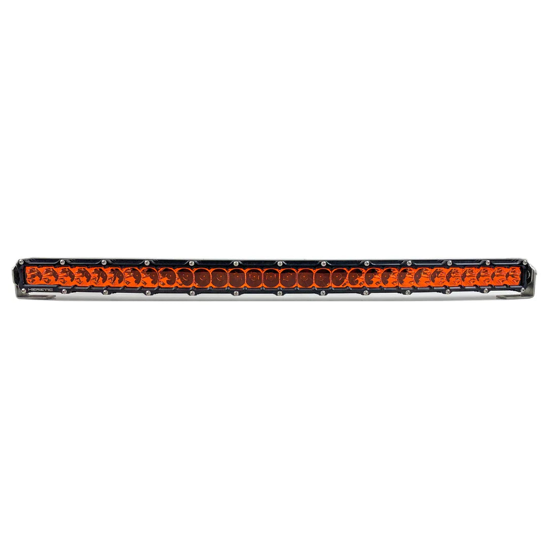 curved 40 inch led light bar in amber on white background