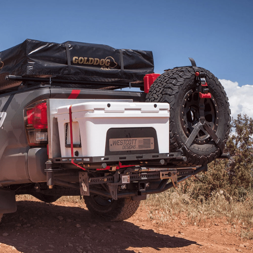 Westcott Designs Universal Hitch Mount Tire Rack with Cooler Mount & Work Table - Mid-Atlantic Off-Roading