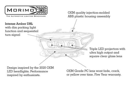 Morimoto XB LED Headlights Amber DRL 2016+ Toyota Tacoma - Mid-Atlantic Off-Roading